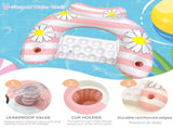 Daisy Inflatable Pool Floats 2-Pack Adults U-Shaped Lounge Chairs with Cup Holders, Portable V1107-DAISY INFLATABLE POOL FLOATS