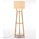 168cm Large Bamboo Wooden Tripod Floor Lamp Light Modern Linen Shade w Shelves V563-75140