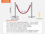 Stanchion Post with Velvet Rope, 4-Pack Crowd Control Stanchion with 2PCS 5FT Red Velvet Ropes, V952-QTGLZYSBXGKTJCGM7V0