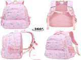 3 Piece Backpack Lunch Bag Pencil Case Set for Girls, Kids School Bookbag with Mermaid Print, Pink, V1237-ZY-917-037