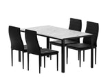 1 Artiss Dining Table and 4 Chairs Set Marble Effect DINING-B-SET-MAR120-AB