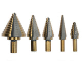 5PCS Step Drill Bit Set Multiple Hole Step Drill High Speed Steel Total 50 Sizes Drilling Tool with V1294-YM0901-H38172B