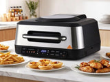 Devanti 5-in-1 Electric BBQ Grill Air Fryer, 2200W 8L Smart Thermometer BBQ-AF-8L-4IN1-BK