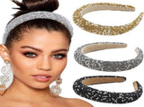 Rhinestone Pearl Headband Padded Wide Hairband Bling Crystal Headhoop Glitter Silver Head Bands for V1366-AZ2-W-20118