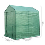 Green Fingers Greenhouse 1.2x1.9x1.9M Walk in Green House Tunnel Plant Garden Shed 4 Shelves GH-WALK-19X12-GR