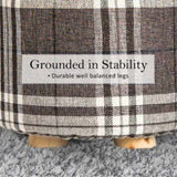 Fabric Ottoman Round Wooden Leg Foot Stool - LATTICE V274-FT-GQST01-GYBK