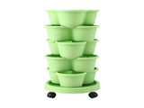 Green Fingers 5 Tier Vertical Garden Planter, Stackable Planters with Wheels, Light Green, Garden GARDEN-5T-LGR