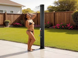 35L Solar Heated Shower, 195cm Showerhead Height Outdoor Shower, with Foot Faucet & Soap Box Rack, V952-TYNLYQHSPVCLYWFF3001V0