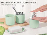 Set 4 Pcs Green Bathroom Accessories,Cute Bathroom Decor,Plastic Soap Dispenser and Toothbrush V1189-WXFWAL-20260319-00055