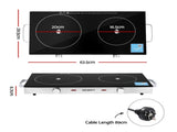 Devanti Portable Ceramic Cooktop Dual Burner Electric Hot Plate 2800W Black CCT-B-SD-2B-2Z-TOUCH-BK