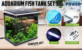 Aquarium Curved Glass RGB LED Fish Tank Set Filter Pump 30L V274-AQ-FT30L-BK