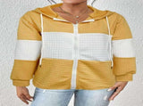 Women'S Hooded Jacket Two-Tone Jacket Drawstring Jacket Casual Jacket Australia - Sky Blue - Size V1102-M-APP-59177-SKYB-2XLAU2XLEU54