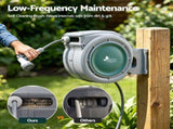 Green Fingers 10m Retractable Water Hose Reel, Wall Mounted Garden Hose 9-Pattern Nozzle HR-WA-AUTO-QU-10M