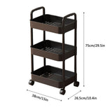 3-Tier Plastic Rolling Utility Cart, Multi-Functional Storage Trolley with Wheels for Office, Living V1192-AZ-W-25477