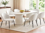 Artiss Dining Chairs Set of 6 Sherpa Boucle White MO-DIN-KJC150-VEL-WHX6