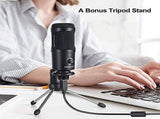 USB Condenser Microphone Bundle Kit,192KHZ/24BIT Professional Cardioid Computer Mic with Adjustable V1192-AZ-W-31785
