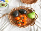 Woven Fruit Basket Bowl, Decorative Rattan Storage Organizer for Kitchen Counter, Sturdy Wicker V1366-AZ2-W-16793