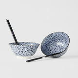 Bowl Set 2pcs with Chopsticks Maple Leaf Design V637-C2829