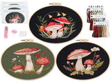 Mushroom Embroidery Kits for Beginners, Adult Embroidery Kit Cross Stitch Kit V1192-AZ-W-25916