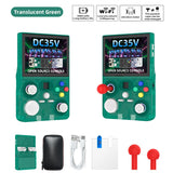 DC35V Retro Handheld Game Console, 3.5Inch IPS Screen Open Source Linux SystemTranslucent green V1300-DC35V-TRANSLUCENT-GREEN
