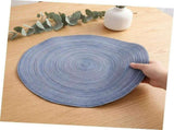 5pcs Woven Placemats 15 Inch Braided Table Mats Washable Blue for Dining V1192-AZ-W-21587
