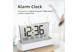 LCD Digital Alarm Clock With Transparent Display Dual Alarms 12/24H Snooze Date Week Temperature V1263-JX-8003