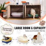 VEVOR Cat Litter Box Enclosure Wooden Litter Box Furniture Hidden 2 Rooms Greige V952-JSDMMSPWQ472MXLF5V0