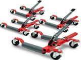 T-Rex 2360kg Set of 4 Vehicle Positioning Jacks, Mechanical Ratcheting Foot Pedal Wheel Dolly For V219-VHWVPRTR3R4A