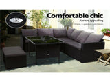 Gardeon Outdoor Dining Set Sofa Lounge Setting Chairs Table Bench Black Cover ODF-SDBOSS-1BENCH-BK-COVER