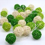 1 Set of Green n White 5cm Rattan Cane 50 Ball Battery Powered LONG 5m String Lights Christmas Gift V382-GREENWHITERATTBALLBATT50