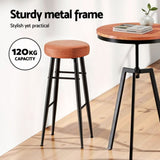 Artiss 4x Bar Stools Kitchen Dining Chairs Counter Round PU leather Lane Brown UPHO-C-BAR-2502-BRX4