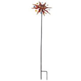 Sun Windmill Iron Weather Resistant Decorative Flower Wind Spinner with Ground Stake for Patio Yard V1294-YM0523-3115220010211