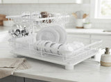 CARLA HOME 2 tier Dish Drying Rack with Drainboard & Utensil Holder for Kitchen LSB-36539