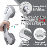 Shower Grab Bar, 2 Pack 12 Inch Suction Grab Bars for Bathtubs and Showers for Elderly, Shower V1079-BAR01