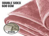 Laura Hill 600-GSM Mink Blanket Queen Size Double-Sided Soft Plush Bed Faux Throw Rug Wine Pink MINK-PK
