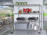 Modular Wire Storage 150x35cm Steel Shelving Chrome With Wheels For Garage Warehouse Or Kitchen V63-841391