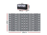 Gardeon Outdoor Rugs 274x366cm Large Carpet Reversible Area Mat PP Dual-Sided Patio Rug Bohemian OR-9X12FT-ARGYLE-GY