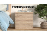 Artiss 2x Bedside Table 2 Drawers - PEPE Oak FURNI-E-PURE-WDX2