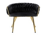 Artiss 1x Dining Chair Armchair Cafe Kitchen Lounge Chairs Velvet Weaving Black UPHO-C-DIN-01-VEL-BK
