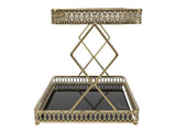 Bathroom Countertop Storage Shelf Space Saving Iron Glass 2 Tier Countertop Organizer for Cosmetics V1294-YM0901-3112250043012