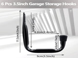 Storage hooks - wall hooks - tool hooks - garage organizer - 6 pieces - 9*11.5 cm - iron - black V1188-NK-BOL-331