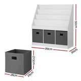 Keezi Kids Bookshelf 4 Tiers Magazine Rack Toy Box Organiser Storage Display Shelf FURNI-G-BOOK-BOX-WHGY