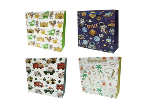 bulk 24 Xlarge Size Playful Adventure Foiled Gift Bag Assort 31x42cm V637-WRP38604