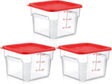 3 Sets 6 Qt Square Food Storage with Lids Dough Proofing Bucket Commercial Polycarbonate V1259-DP01-F-137