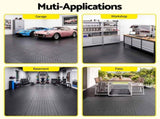 Giantz Garage Floor Tiles Interlocking PP Flooring 25PCS 30x30cm Black GFT-30X30-25P-BK