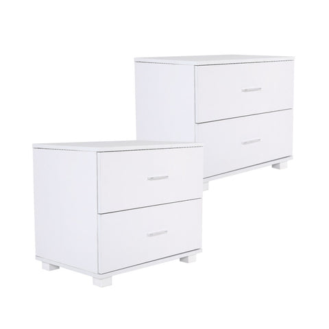 2X Bedside Table Side Storage Cabinet Nightstand Bedroom 2 Drawer Legs ETTA WHITE V274-FT-BEDT-2DD08-WH2