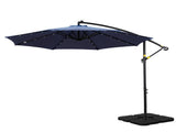 Instahut Outdoor Umbrella 3M Cantilever Beach LED w/Base Garden Shade Patio Navy UMB-BAN-LED-50N-NA