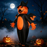 Halloween Inflatable Pumpkin Costume, Black & Orange Color-Blocking with Witch Hat, Battery/USB Dual V1232-CQNGF-001