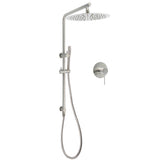 WELS Brushed Nickel 2in1 Shower Set Sliding Rail Arm Large 12" Round Head Handheld Mixer V1233-S4902BNSS019CBNKSR112NKRD201N
