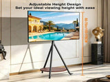 Movable Tripod Floor TV Stand with Wheels & Shelf for 40-75 Inch TVs - Height Adjustable V767-U-Z1998-WT